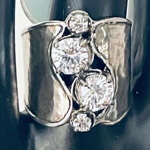 NWT Gorgeous Sz 8 Made in Israel .925 Sterling Silver Thick Multi Stones Ring